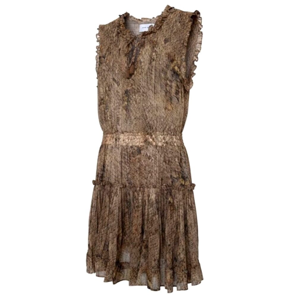 Dear John Brown Snakeskin Ruffle Tiered Mini Dress